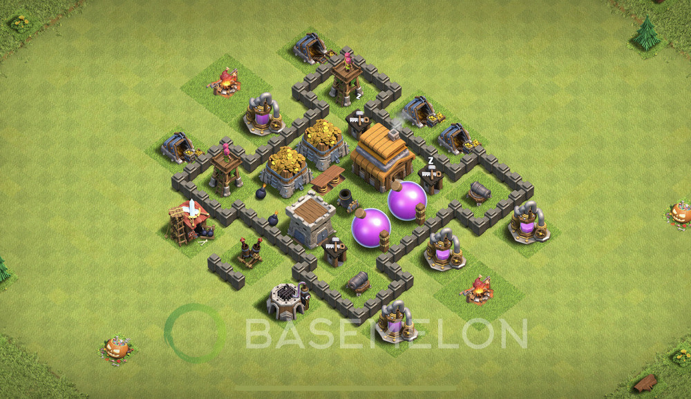 Town Hall 4 Farm Base with Link, Max Levels - TH4 Layout, #24