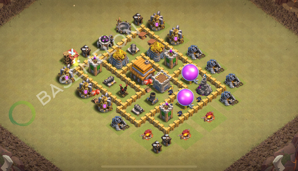 Town Hall 5 War Base with Link, Anti 3 Stars - TH5 Layout, #762