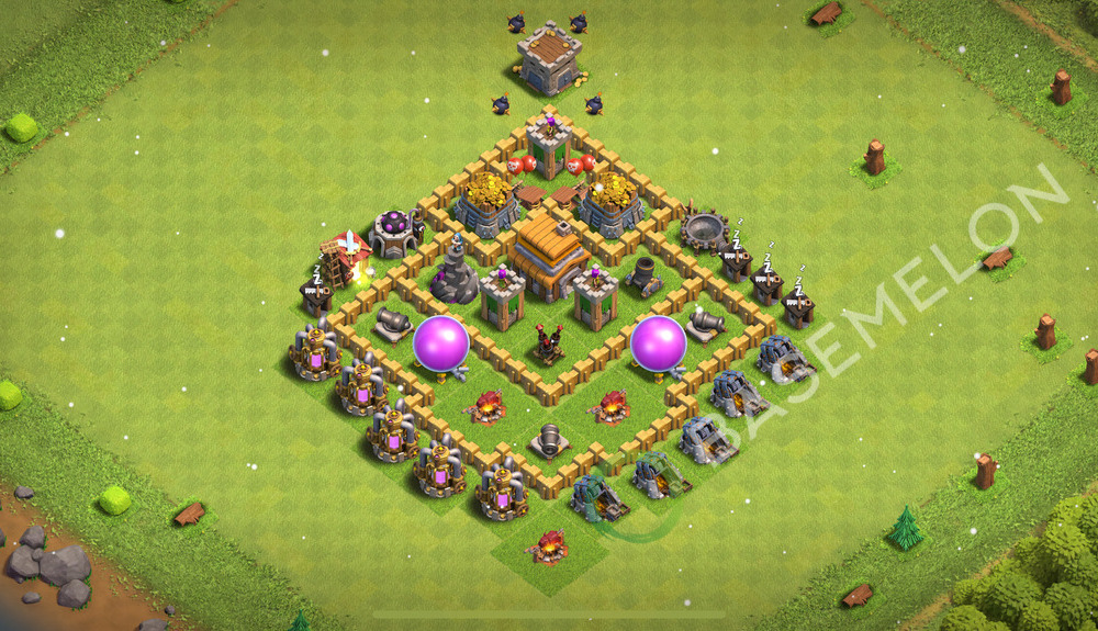 Town Hall 5 Farm Base with Link, Anti Everything, Hybrid - TH5 Layout, #893