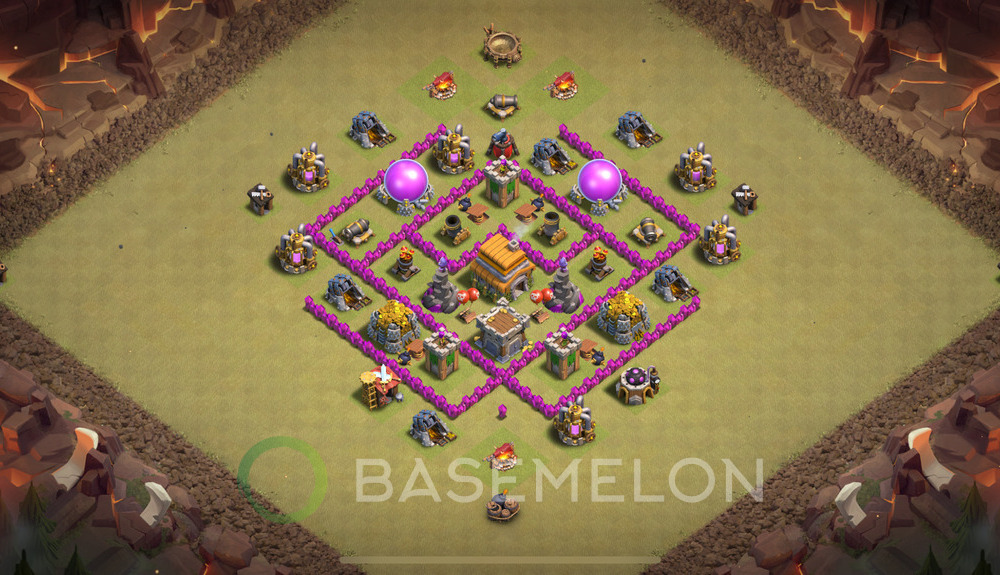 Town Hall 6 War Base with Link, Anti 3 Stars - TH6 Layout, #1391