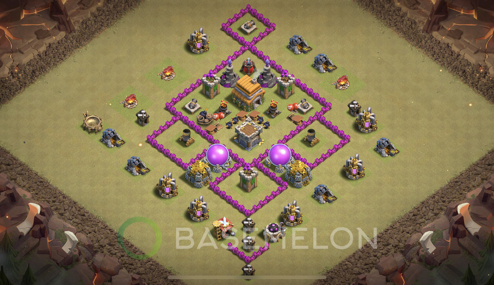 Town Hall 6 War Base with Link, Anti 3 Stars, Anti Air - TH6 Layout, #362