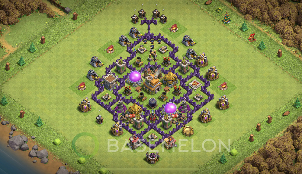 Town Hall 7 Farm Base with Link, Anti Everything, Hybrid - TH7 Layout, #1343