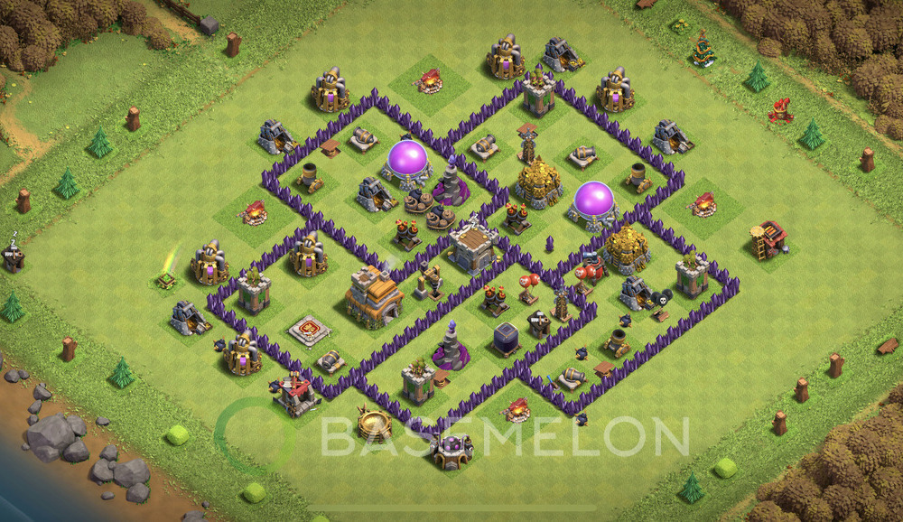 Town Hall 7 Trophy/Defense Base with Link, Anti Air, Hybrid - TH7 Layout, #302