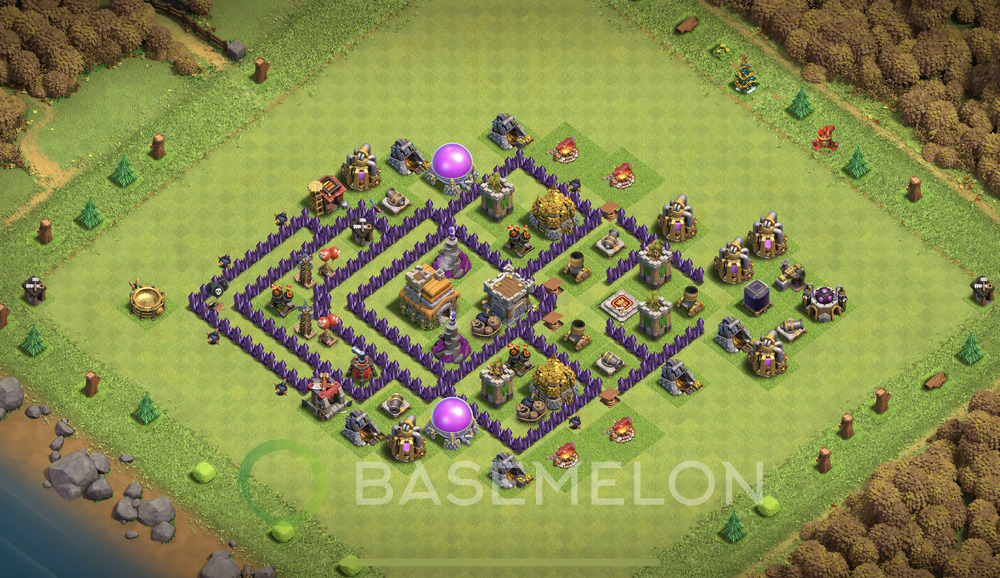 Town Hall 7 Trophy/Defense Base with Link, Anti Everything, Anti 3 Stars - TH7 Layout, #53