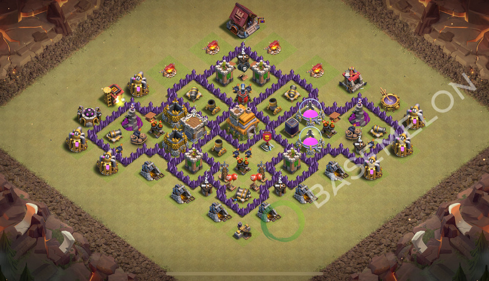 Town Hall 7 War Base with Link, Anti Air, Hybrid - TH7 Layout, #628
