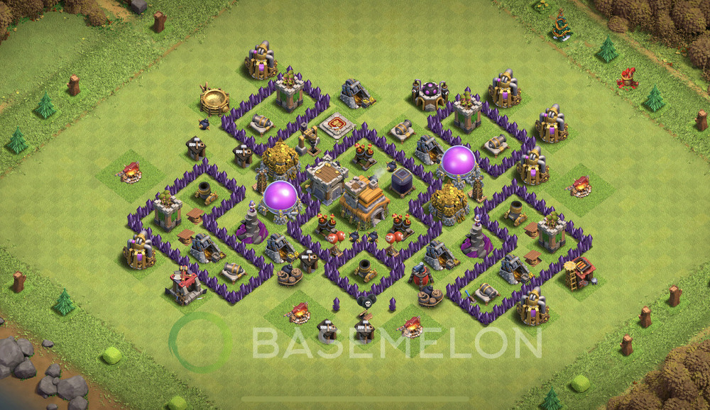 Town Hall 7 Trophy/Defense Base with Link, Anti Air, Hybrid - TH7 Layout, #921