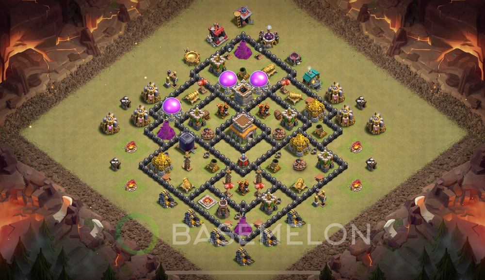 Town Hall 8 War Base with Link, Max Levels, Anti Everything - TH8 Layout, #1105