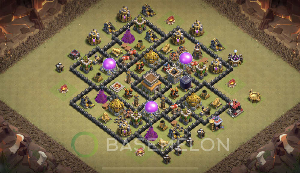 Town Hall 8 War Base with Link, Max Levels, Anti 3 Stars - TH8 Layout, #1121