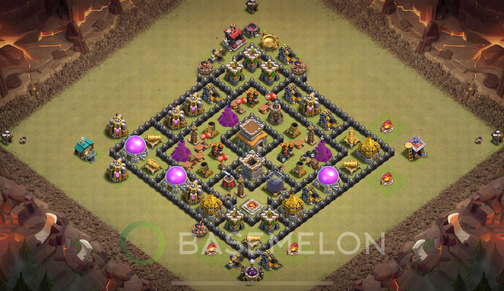 Town Hall 8 War Base with Link, Anti 2 Stars, Hybrid - TH8 Layout, #198