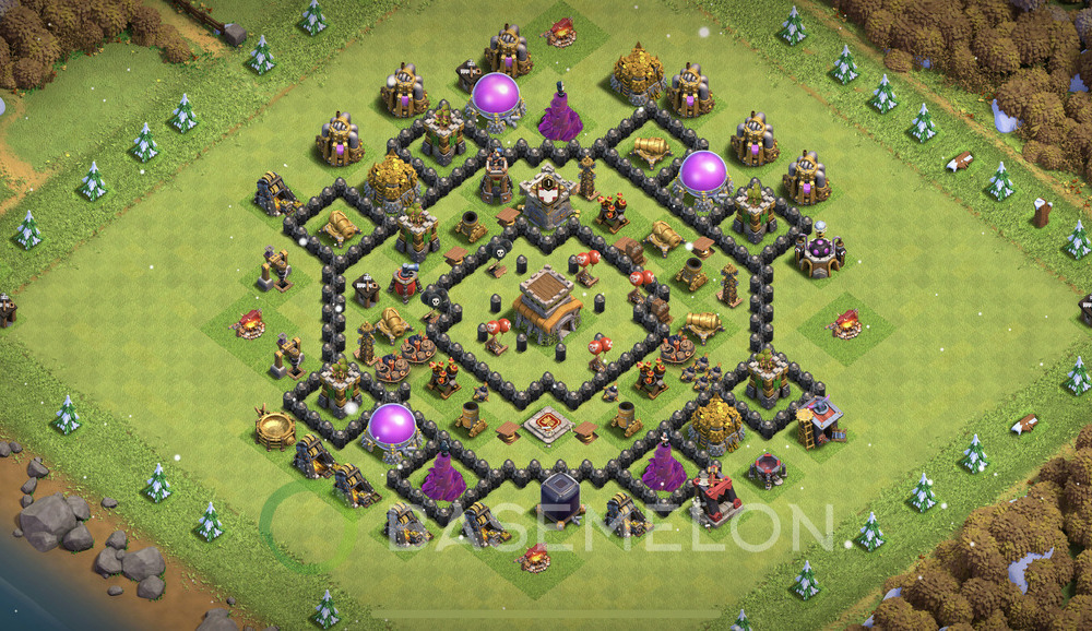Town Hall 8 Trophy/Defense Base with Link, Anti 2 Stars, Anti Air - TH8 Layout, #71