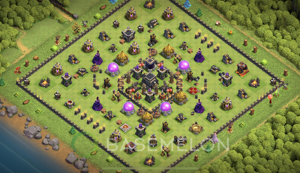 Town Hall 9 Trophy/Defense Base with Link, Anti Everything, Hybrid - TH9 Layout, #135