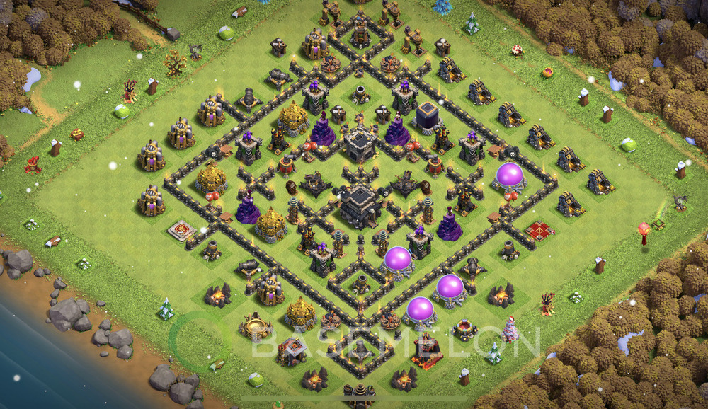 Town Hall 9 Trophy/Defense Base with Link, Anti Everything - TH9 Layout, #1335