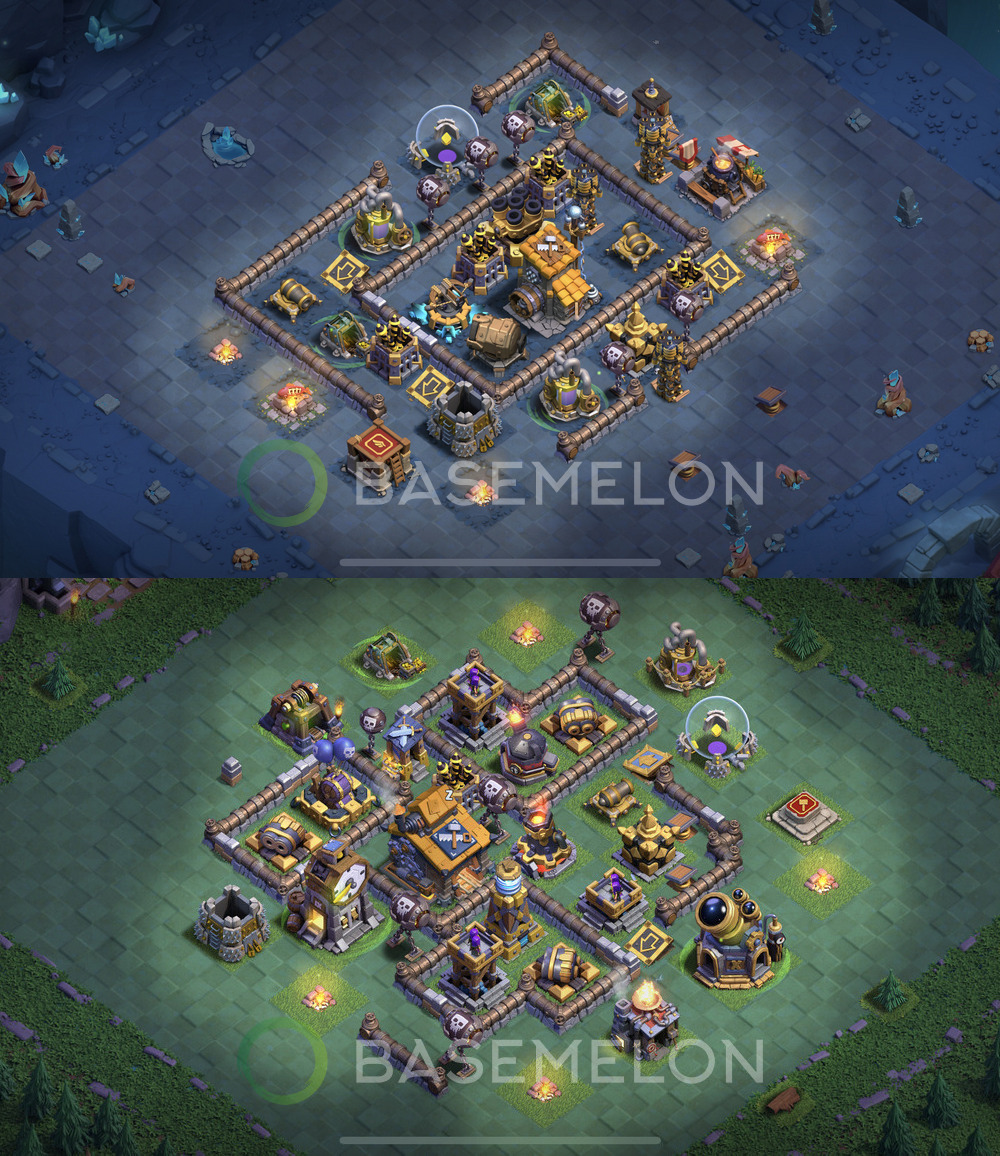 Builder Hall 10 Trophy/Defense Base with Link, Anti 3 Stars - BH10 Layout, #128